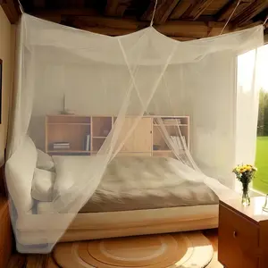 2 Opening Canopy Mosquito Net – White Bed Curtains for Queen/King, Double Door Left/Right, Breathable Mesh, Easy In & Out Bug Protection, Lightweight room outdoorfun