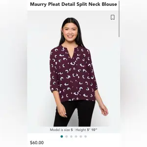 NWT 41Hawthorn Burgundy 3/4 Sleeve Top for Women - Perfect for Workwear -  XS Lady Womenswear Vneck Blouse Shirts Comfort Casual
