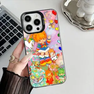 R-Rainbow cute Brite Phone Case For iPhone 17 16 15 14 13 12 11 Pro Max Plus Protect Plating Phone Cover