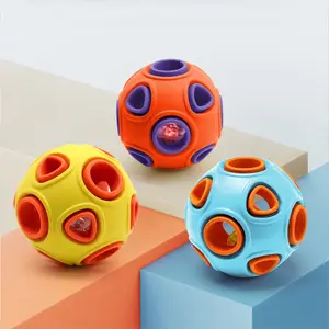 Stop Destructive Chewing!Squeaky Glow Ball – Natural Rubber, Hides Treats, Cleans Teeth, Keeps Dogs Busy for Hours