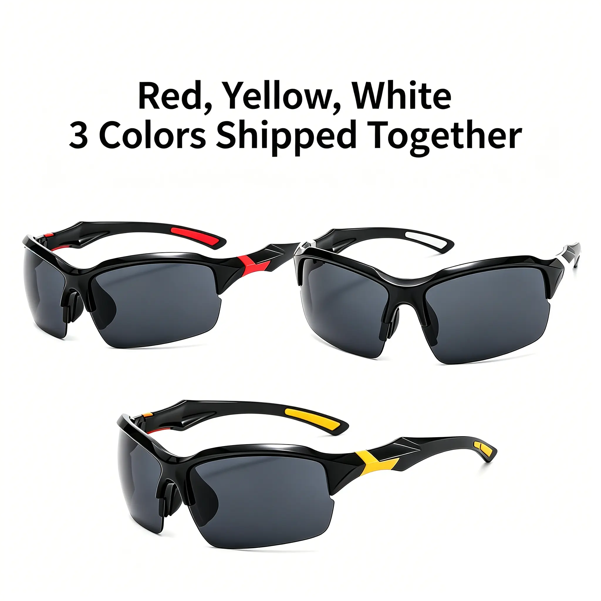 3-Pack Polarized Sports Sunglasses – Lightweight outdoor sports eyewear (unisex) featuring an anti-glare design suitable for cycling, fishing, running, driving, golf, and everyday outdoor activities.