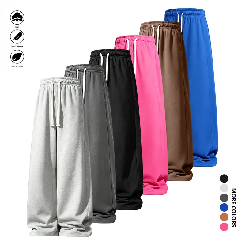 Men's All-Season Loose-Fit Athletic Pants - Deep Pockets, Soft Breathable Fabric, Machine Washable, Street-Style Menswear, Khaki, Machine Washable Men's Pants