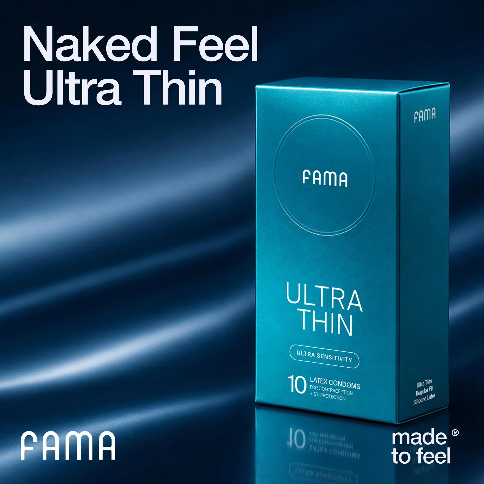 FAMA 0.04mm Ultra Thin Condoms, 36 Count, Natural Latex (25% Thinner), pH-Balanced & Hypoallergenic, Silicone Lubricated, Odorless, FDA-Cleared