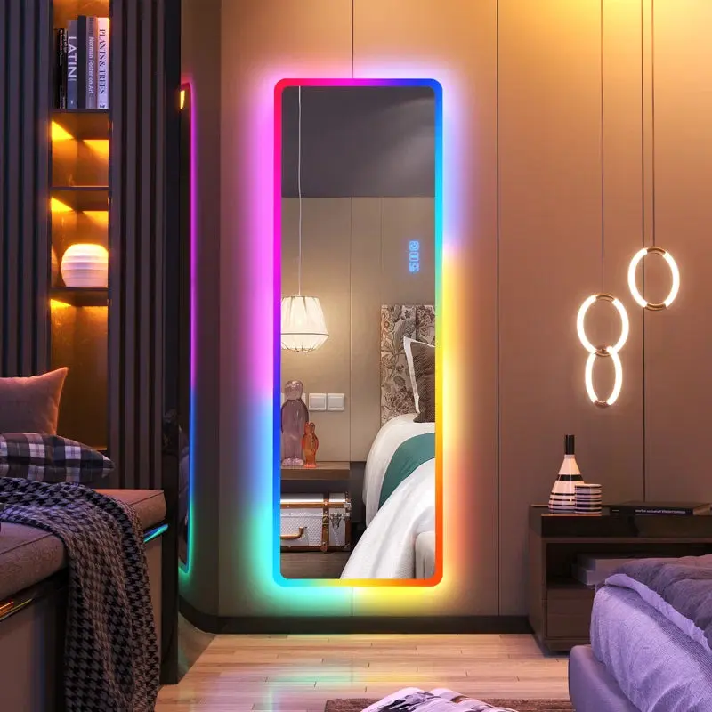 Flat LED Mirror for Home Bathroom Decor - Colorful RGB Light