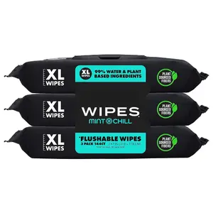 Flushable Wet Wipes Pack, 48 Sheets Large Unscented Adult Wipes with Vitamin E & Aloe Vera, Safe for Septic Systems & Sewer Lines, Biodegradable Cleansing Wipes
