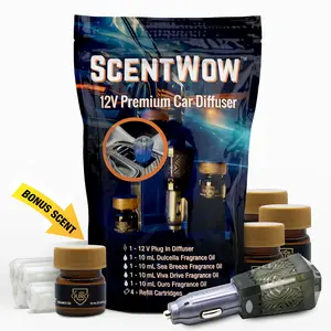 4 Fragrance Oils Included — DriveTime ScentWow 12V Car Diffuser (Refillable Scent System)