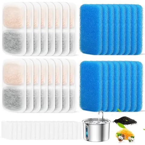 16 Sets Water Fountain Filter Compatible with oneisall 67oz/2L Stainless Steel Water Fountain, Activated Carbon Grade PP Cotton, Fresh and Clean