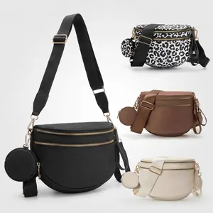 Versatile 2-in-1 Women's Sling Bag, Multi-Pouch Crossbody Bag with Detachable Accessory Case, Durable Water-Resistant Daily Chest Pack & Shoulder Bag