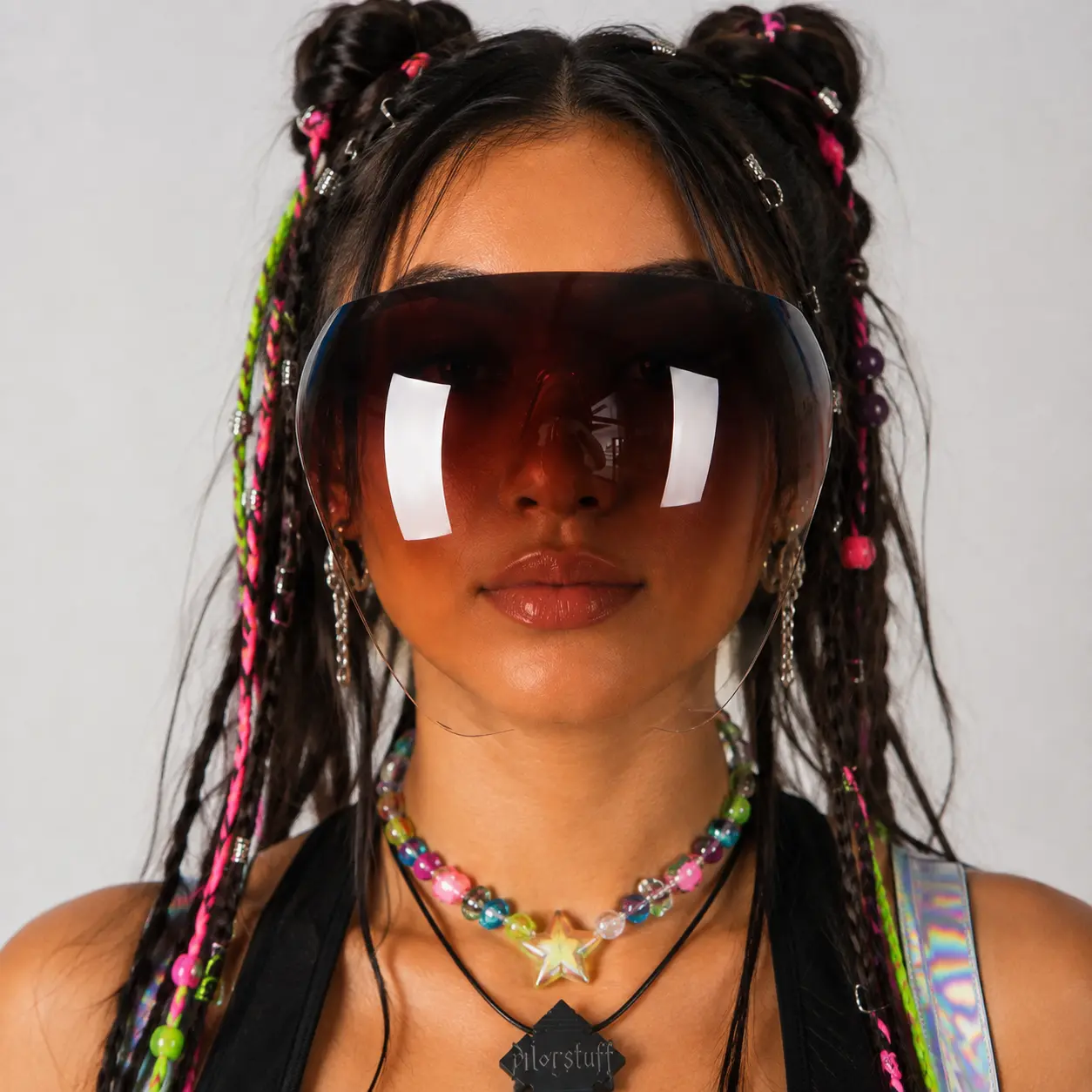 Oversized Bubble Rave Face Shield Visor Sunglasses, Party Goggle Glasses for Festival & EDM Concerts