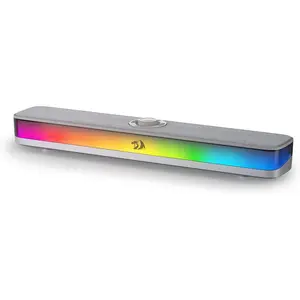 Redragon GS515 RGB Desktop Soundbar, 2.0 Channel Stereo Computer Speakers for Desktop with Bluetooth 5.3, USB-C/USB Powered, Gray