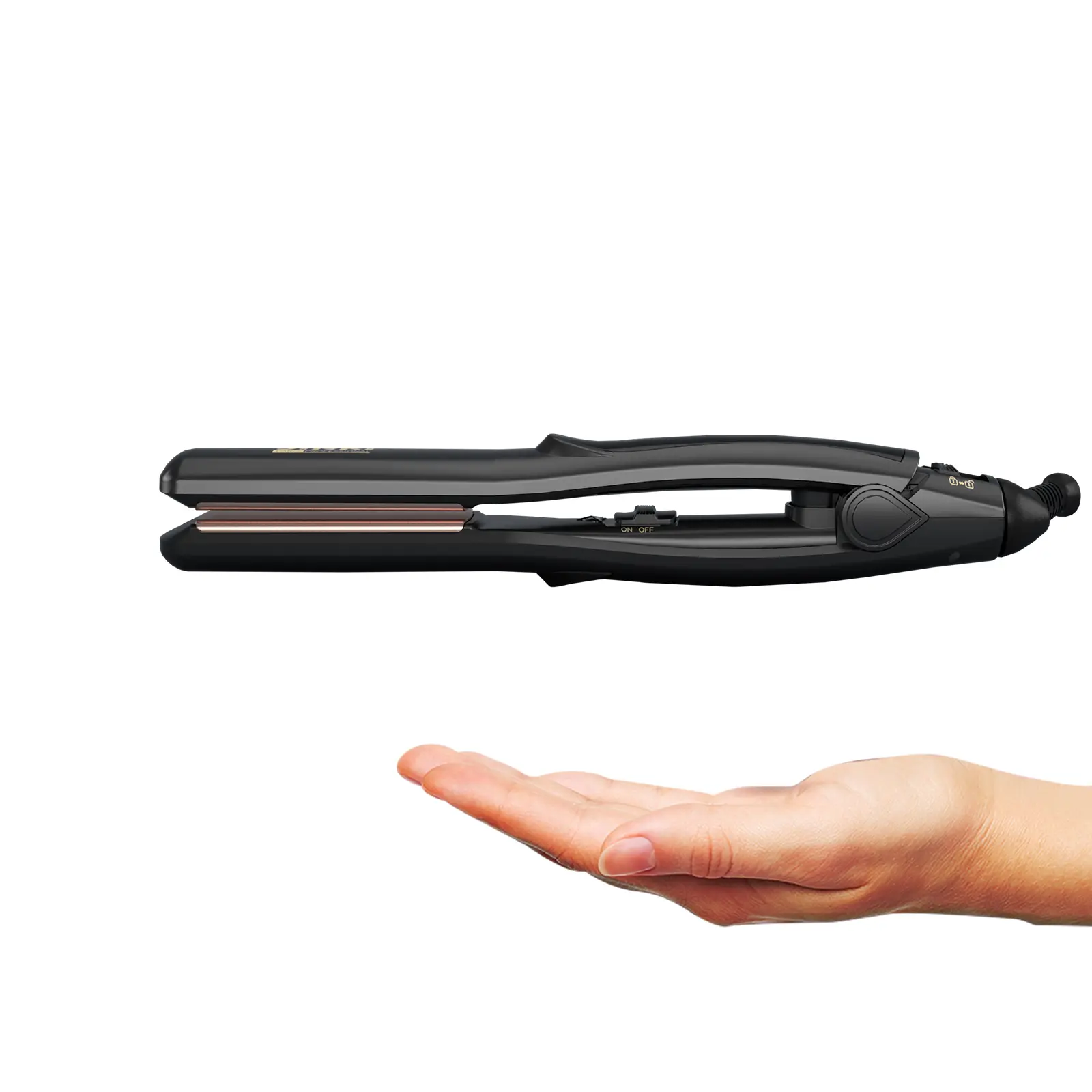 Hair Straightener with Titanium Plates 0.8 inch Flat Iron, Perfect Travel Size Hair Straightener Dual Voltage（100-240V）， Black
