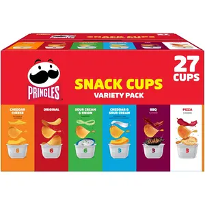 Crispy Potato Chips Variety Pack, 19.5oz Box with 27 Snack Cups, Lunch Snacks