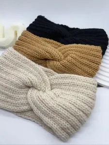 3pcs Women's Simple Style Plain Color Headbands with Criss Cross Design, Casual Trendy Warm Headbands for Daily Use, Fashion Hair Accessories for All Seasons, Knotted Headband, Headband Set, Soft Headband