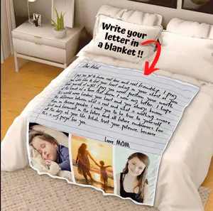 Customized Love Letter Blanket W/ Pictures Blanket, Gift for husband, Gift For Wife, Letter Blanket, Personalized gift, Letter blanket Gifts Soft ethika boxers hellokittyblankets