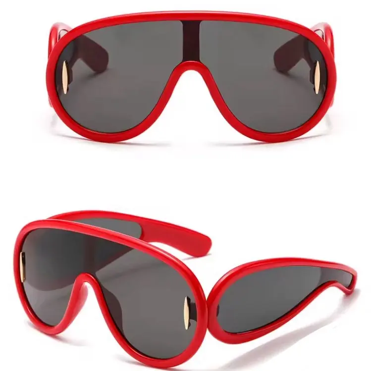 Unisex Y2K Style Sun Glasses Vintage Trendy Wrap Around Aviator Shield Large Frames Enlarged Framed Tinted Lenses Retro Fashionable Glasses for Men & Women