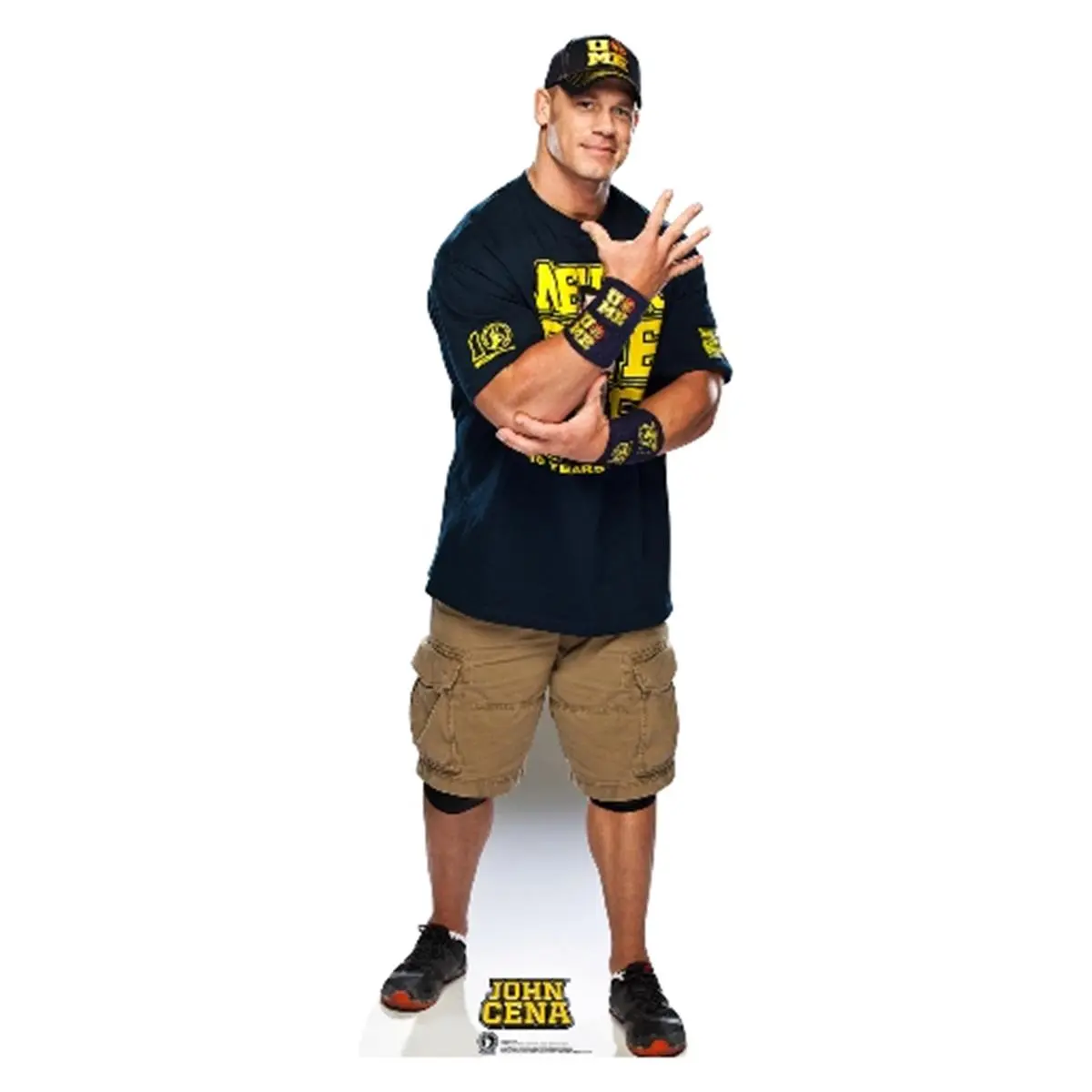 John Cena Navy and Gold Shirt WWE Standing Cardboard Cutout - Home Decor Wrestling Memorabilia, Easel Back With Stand, Easy Install, 74in Height, 6in Length, 27in Width, Height: 74