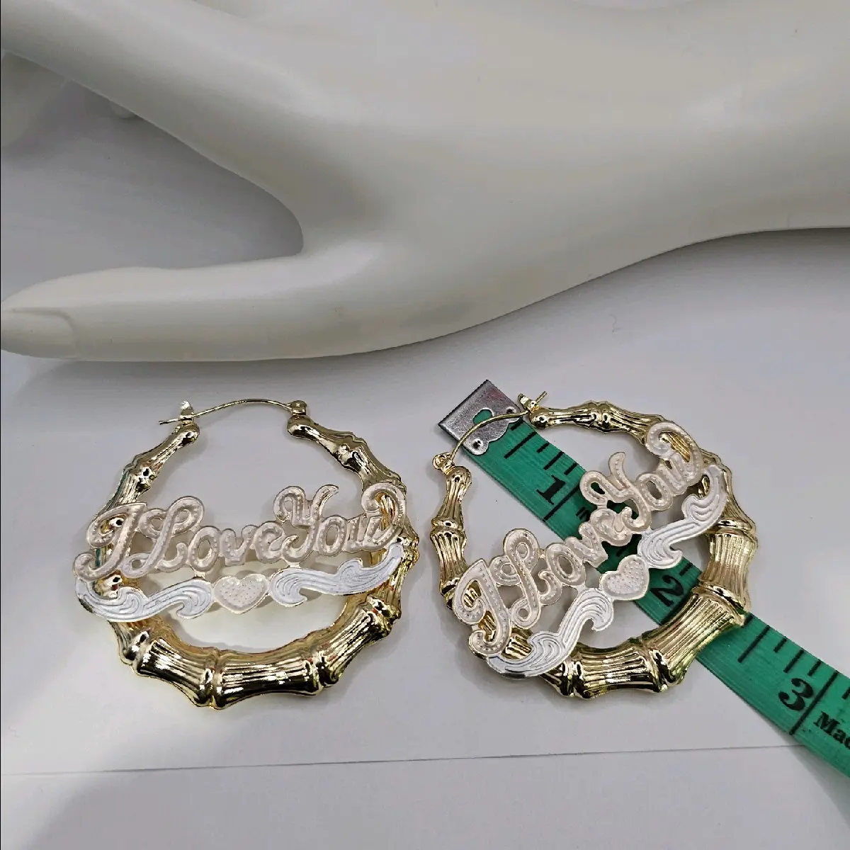 hoops earrings I love you three colors Gold-plated