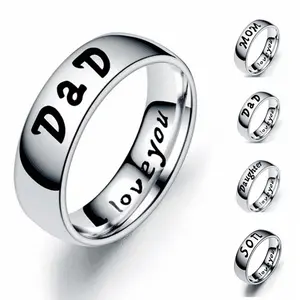MOM DaD SON DAUGHTER titanium steel ring family member Mother's Day gift hand jewelry daily versatile