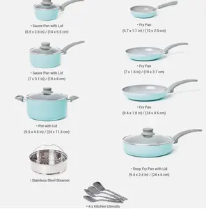 M 16-Piece Non-Stick Stone Cookware Set, Turqu