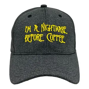 Im A Nightmare Before Coffee Hat Funny Halloween Caffeine Lovers Movie Cap Funny Hats Christmas  Funny Coffee  Novelty Caps for Men Black - Standard