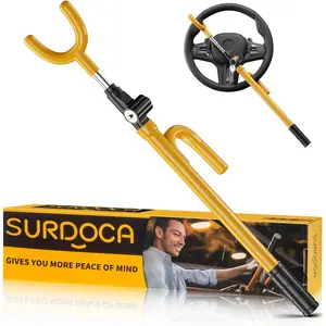 Upgraded Car Steering Wheel Lock Anti-Theft Device, Steering Wheel Locks for Car SUV Van, Easy Installation, Rubber Protection, Extendable Universal Security Device