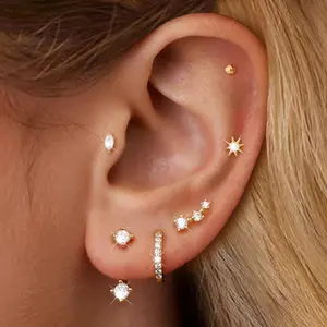 17KM 12Pcs 14K Gold Plated Stud Earrings ,Hypoallergenic Dainty Stackable Jewelry for Women’s Multi-Piercing,Perfect for Gifting