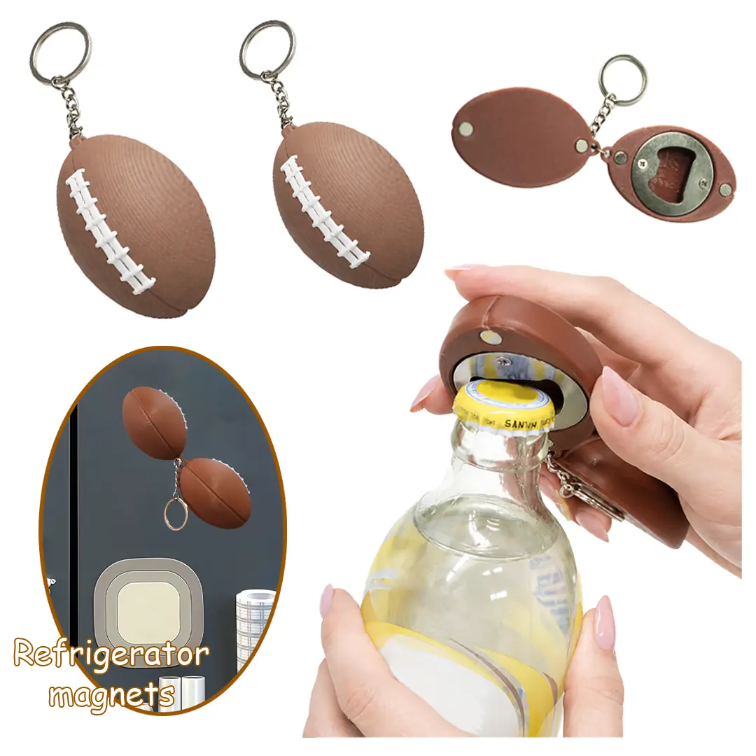 3PCS Sports All-in-1 Football Keychain - Pop Top, Fridge Decoration Accessory