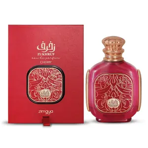 ZIMAYA Zukhruf Cherry Eau de Parfum Perfume for Women - Red Bottle with Intricate Design & Gold Accents