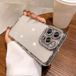 Electroplated edge drill phone case, suitable for iPhone 17/16/16 Pro/16 ProMax/16 Plus/15 ProMax/14 Promax13/12/11 beautiful, gorgeous, high aesthetic value Christmas gift shockproof cover