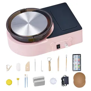 VEVOR Mini Pottery Wheel,  6 inch Turntable, Forward and Reverse Rotation, Adjustable Speed, Electric Clay Wheel for Kids and Adults, with Clay Shaping Tools, for Home DIY, Pottery Classes, Pink