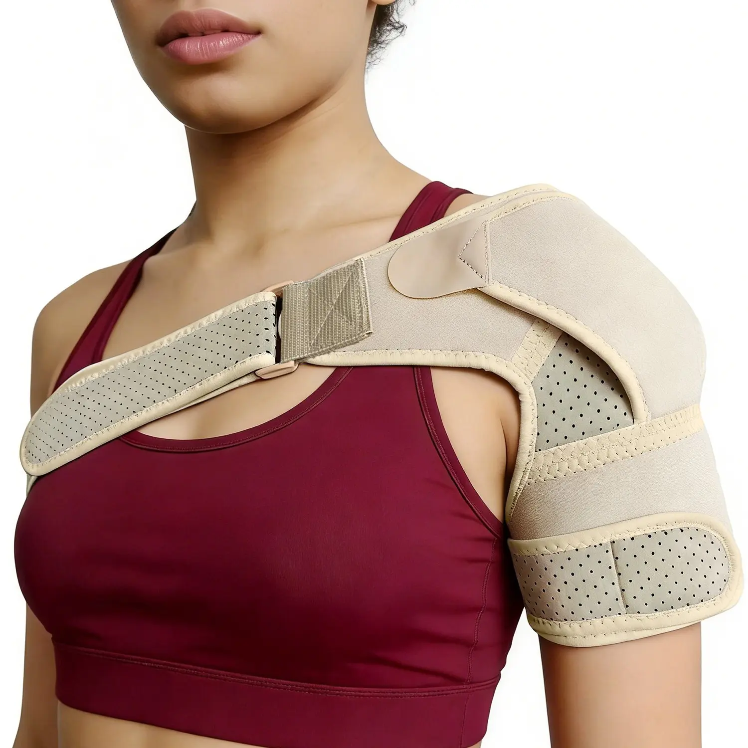 Adjustable Shoulder Brace for Sport, Support Shoulder and Compression Sleeve Wrap, Shoulder Protector, Fits Left/right, Suitable for Men & Women