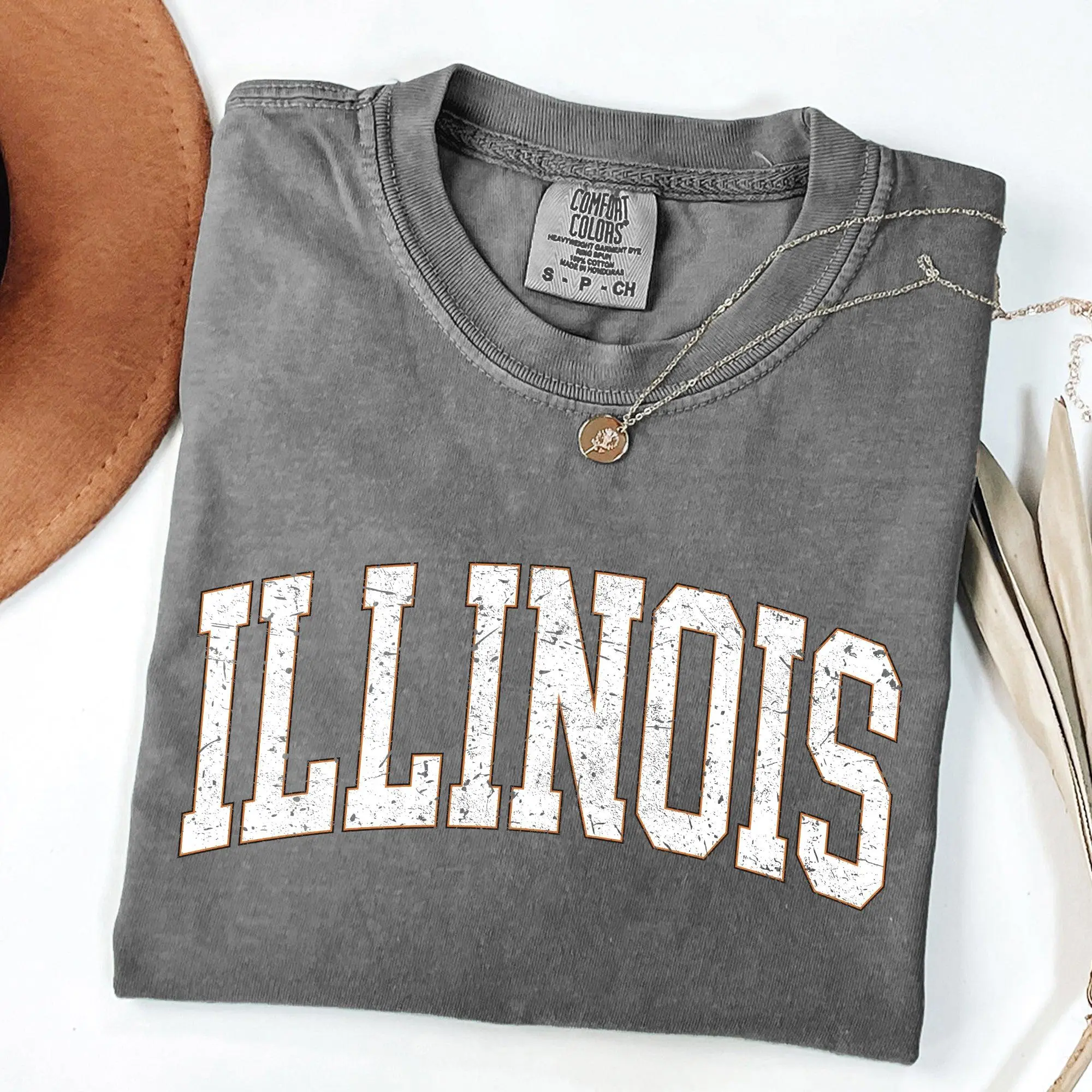Illinois, Football, Sports, Game Day, Big Game, Touchdown, Tailgate Party, University, College, State Tshirt, Women's Comfort Colors Tshirt, Graphic Tee