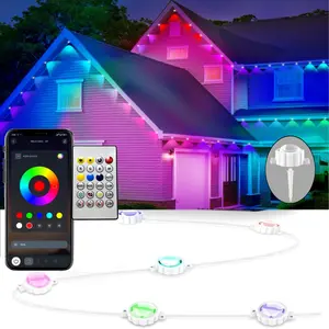 54FT/33FT Permanent Outdoor RGB Lights - IP67 Waterproof with Smart App Control Remote,DIY Scene Modes, Music Synchronization,Eaves Lights for Garden Decor,Deck,Christmas USB