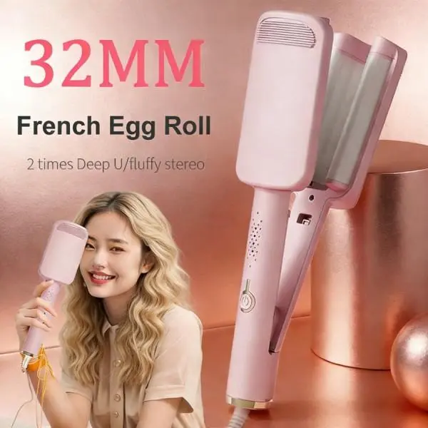 32mm Egg Roll Hair Waver, Large Water Ripple Curling Iron, Easy Operation Hair Styling Tool for Women Daily Hairstyle