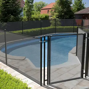 Safety fence with gate for swimming pool – Robust garden fence for in-ground and above-ground pools, plastic mesh with stainless steel feet, easy assembly, protection for children and pets, decorative outdoor fence