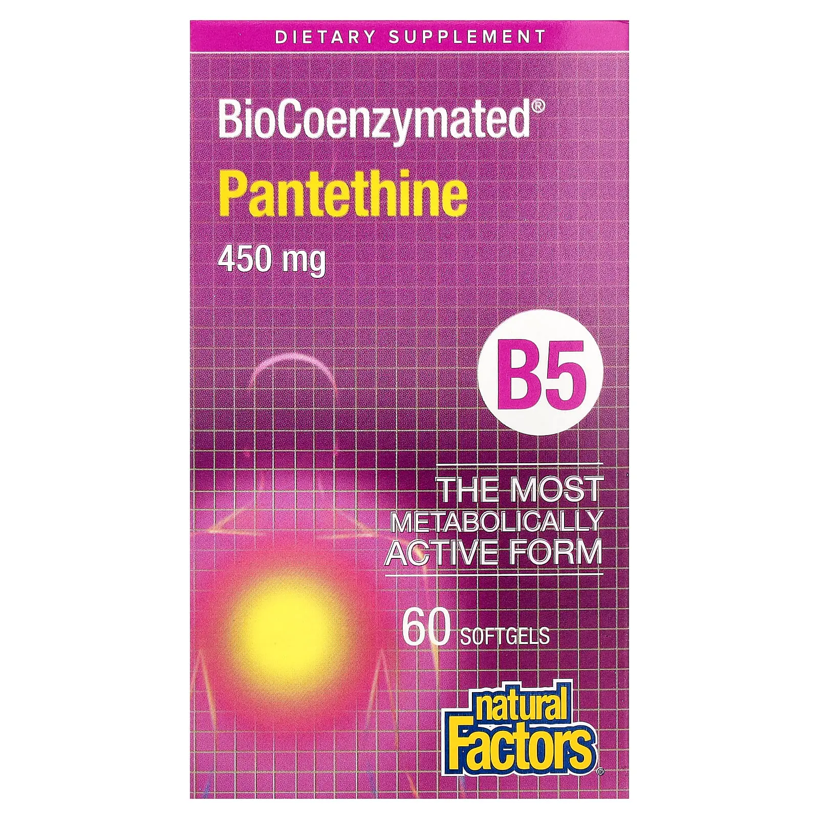 Natural Factors BioCoenzymated®, B5, Pantethine, 450 mg, 60 Softgels