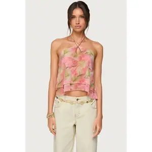 Dragon Lily Layered Chiffon Halter top