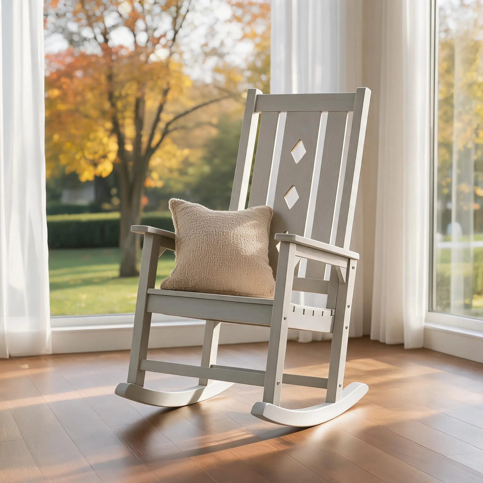 Rocking Chair 1PC Porch Rocker with High Back Suitable for lawns and gardens, bedrooms, and all-weather rocking chairs.HDPE Patio Rocker with 350lbs Weight Capacity