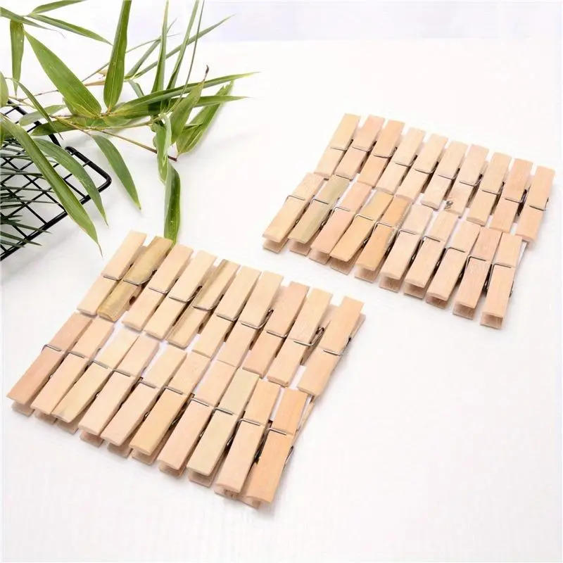 Bamboo Clip Hanger, 20pcs Multifunctional Wooden Windproof Household Fixtures, Drying Racks Clothes Clips, Home Organizer, Hanging, Hangers With Clips