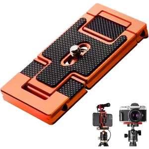 K&F Concept Aluminum Alloy Quick Release Plate with 1/4 Inch Screw for Camera, Cage, Cellphone etc (Orange)