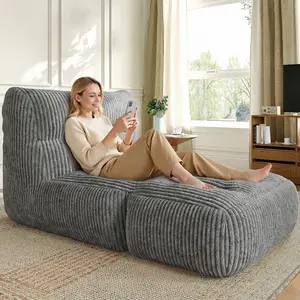 【TiktokShopHolidayHau】 Bean Bag Sofa, with 31.4" Tall Headboard, Corduroy Folding Convertible Sleeper Lounge Chair with Backrest & Ottoman for Living Room, Bedroom, Balcony Giant Bean Bag Chair for Adult, Plush, Comfy,Valentine's Day gift.