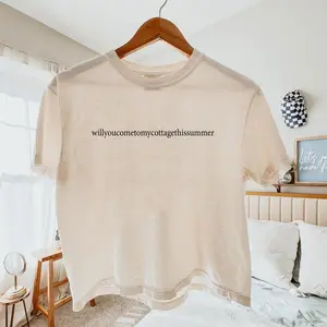 Comfort Colors Boxy Crop Top Will You Come to My Cottage This Summer Shirt Cropped Tee Graphic Tee Boxy Summer Tshirt Women's Y2K, Fashion, Streetwear, Women, Cotton Crew Neck