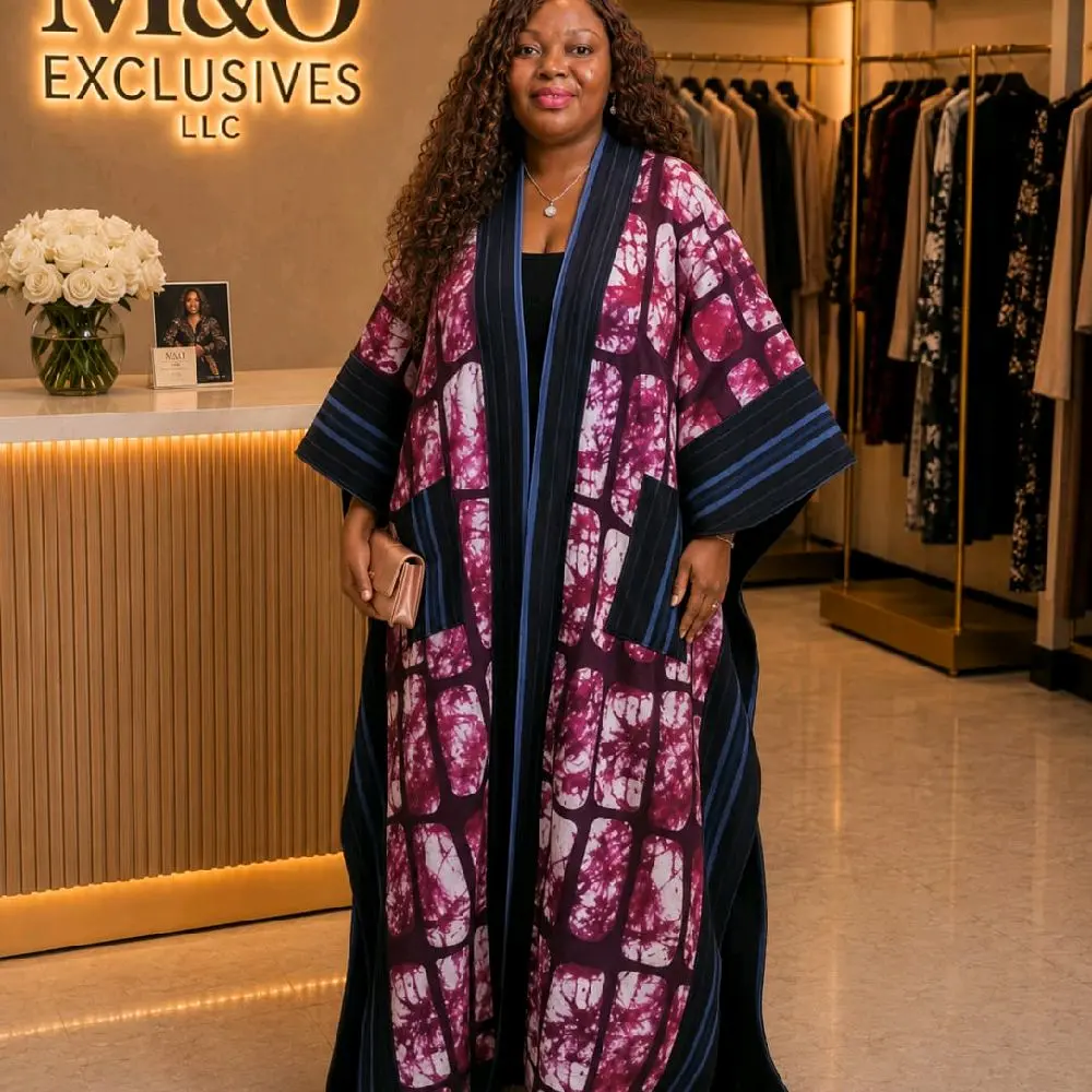 Women's Long Kimono Dress with Zipper