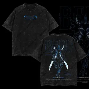 COLLECTION Limited Edition IGRIS IRON TANK BERU TUSK T-Shirt Shadow Soldiers Sung Jin-Woo Solo Leveling Anime Double Printed Oversize Lightweight Acid Washed Graphic Tee Gift For Anime Fan Retro Double-Sided Water Wash XL Black Beru