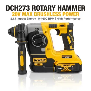 DeWalt DCH273 20V Cordless Hammer Drill Combo With Charger And Battery For Concrete Anchor Installation A 4600 Bpm  industrial task ideal tool job site