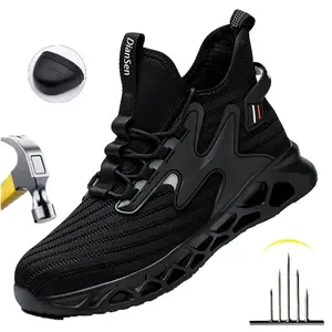 Work Sneakers Protective Shoes Lightweight Safety Shoes Puncture-Proof Anti-smash Steel Toe Shoes Work Boots Men Indestructible Shoes Mesh Breathable Anti-slip Roofing Shoes Also suitable for mountain climbing