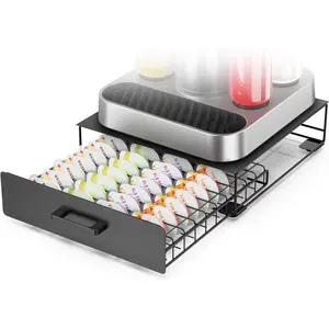 Storage Drawer for Bartesian Capsules, Stackable  Pod Holder for Bartesian  Machine Compatible with Bev by   Machine - Black/40 Pods Capacity