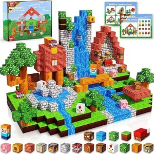Minecraft Magnetic Building Blocks Puzzle Set, Creative Mini Block Pairing, Fun Bead Knocking Toy for Kids and Adults, Enhances Imagination and Creativity