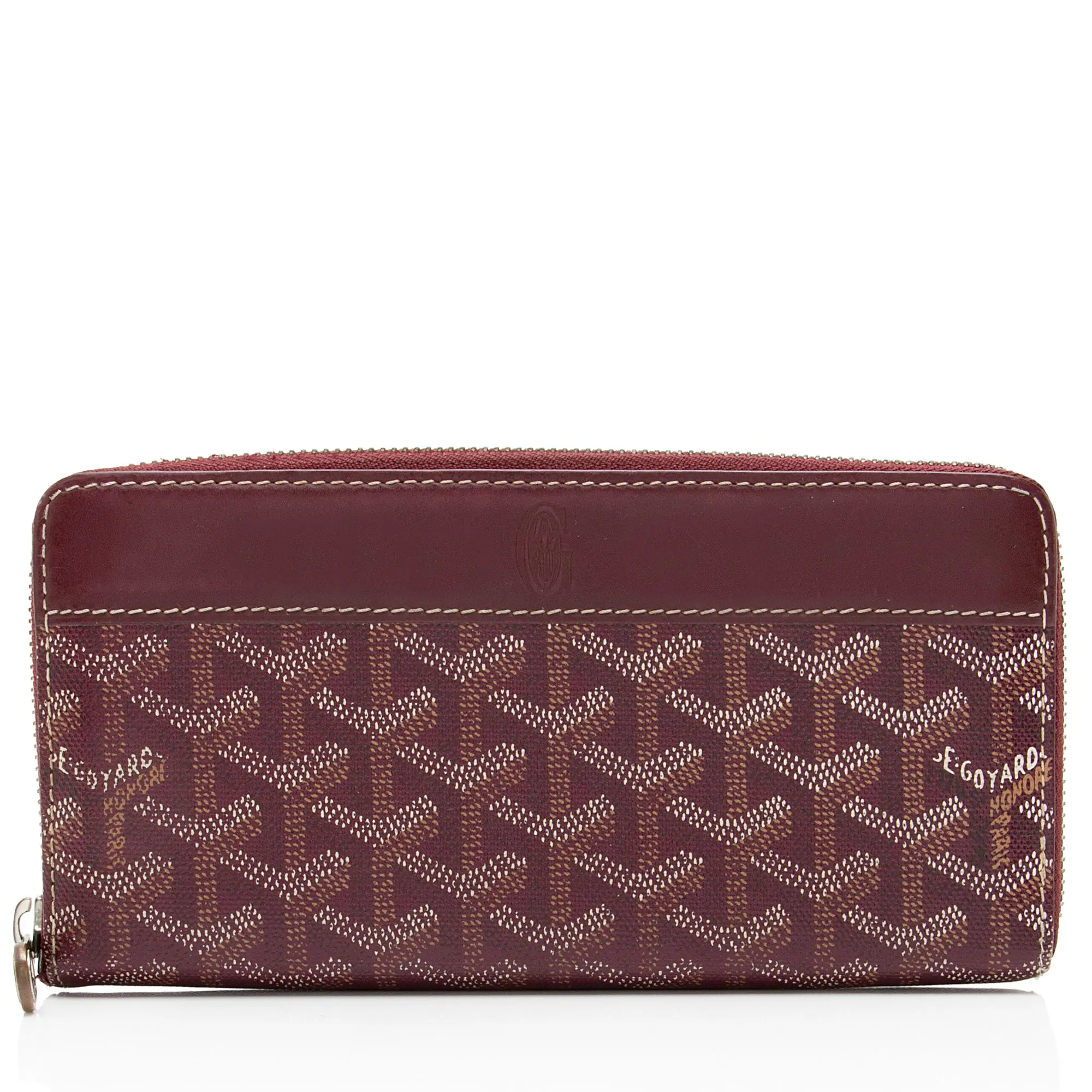 Pre-owned Goyard Leather Small Leather Goods Goyardine Canvas Matignon GM Zip Wallet