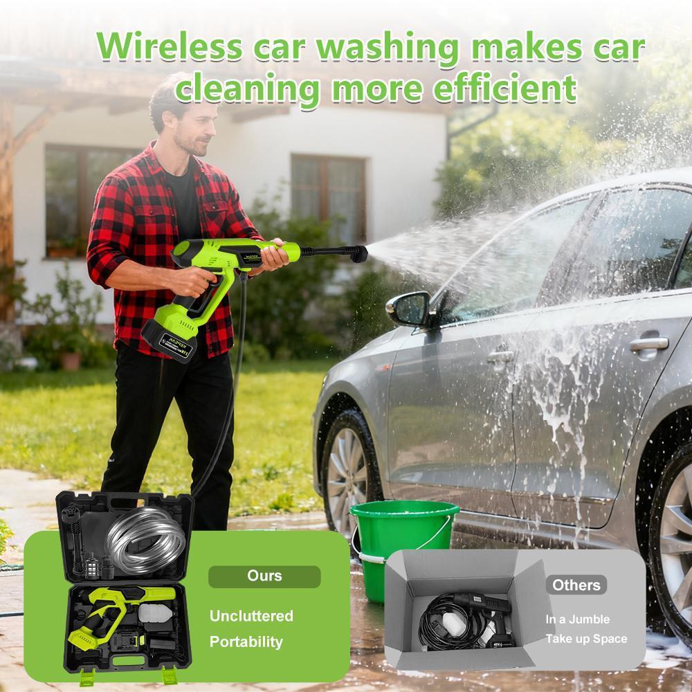 【BackToSchool】 KEPEAK 1500PSI Cordless Pressure Washer with ABS, Water Filter, Charger, Plastic Toolbox & Rechargeable Cells, Portable Car Wash Spray Gun with High-Pressure Jet Head, Ideal for Car Washing Maintenance,car accessories